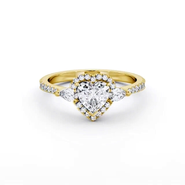 Halo Heart Diamond Engagement Ring 18K Yellow Gold - Stefania ENHE23_YG_HAND