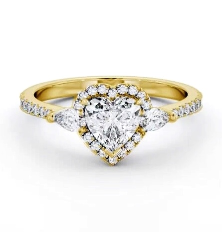 Halo Heart with Pear Diamond Engagement Ring 18K Yellow Gold ENHE23_YG_THUMB1