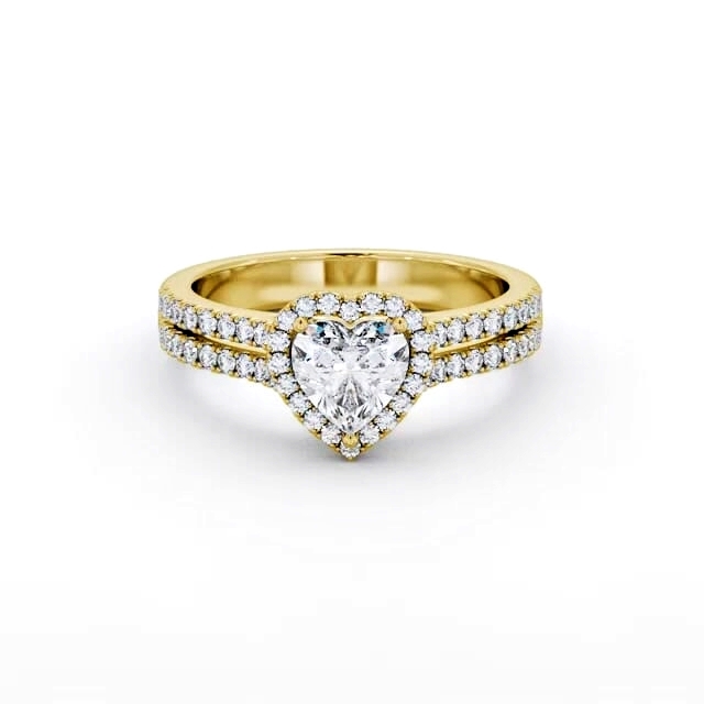 Halo Heart Diamond Engagement Ring 18K Yellow Gold - Lotus ENHE24_YG_HAND