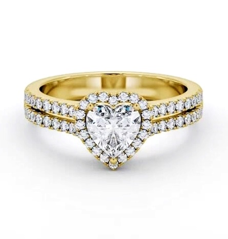 Halo Heart Diamond Split Band Engagement Ring 18K Yellow Gold ENHE24_YG_THUMB1