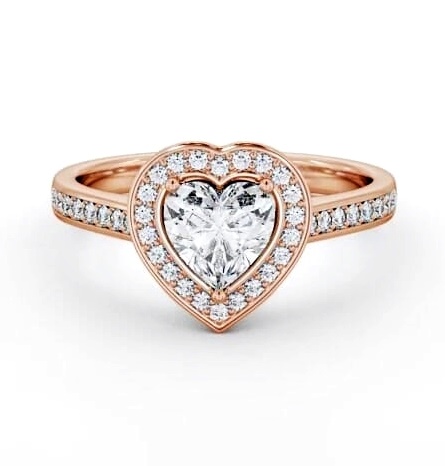 Heart Diamond with A Channel Set Halo Engagement Ring 9K Rose Gold ENHE25_RG_THUMB1