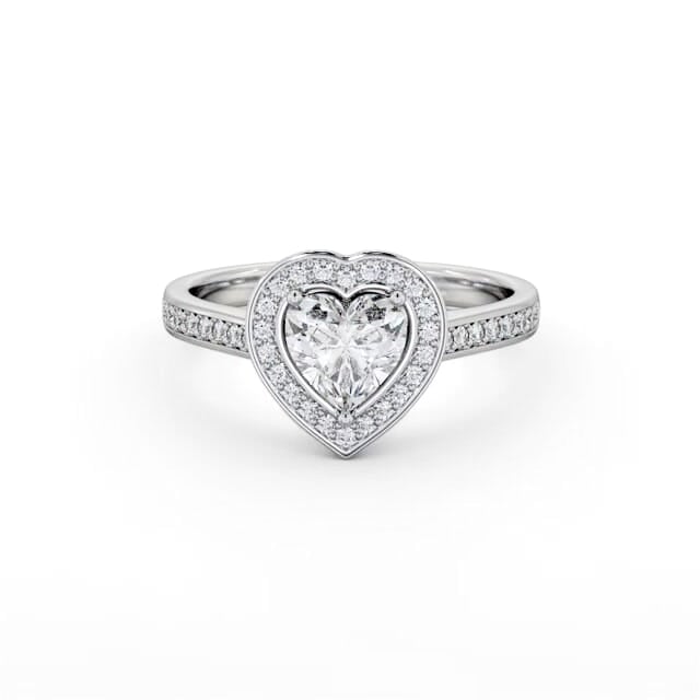 Halo Heart Diamond Engagement Ring 18K White Gold - Raya ENHE25_WG_HAND