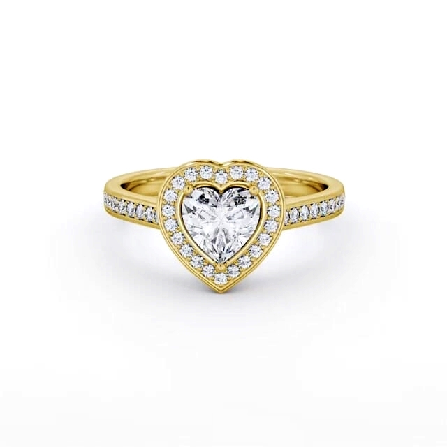 Halo Heart Diamond Engagement Ring 18K Yellow Gold - Raya ENHE25_YG_HAND