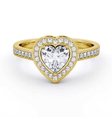 Heart Diamond with A Channel Set Halo Engagement Ring 9K Yellow Gold ENHE25_YG_THUMB1