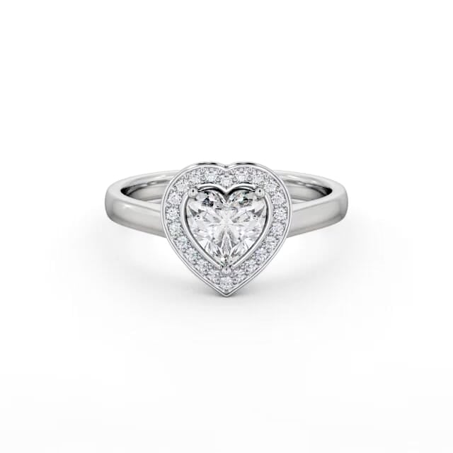 Halo Heart Diamond Engagement Ring 18K White Gold - Aracely ENHE26_WG_HAND