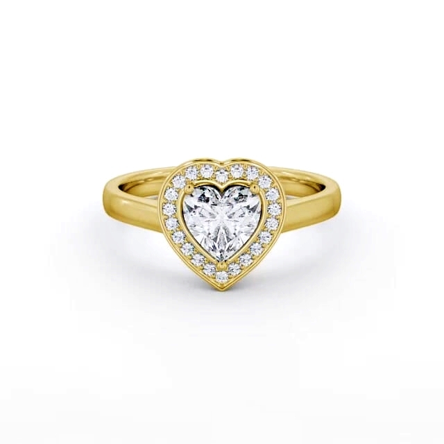 Halo Heart Diamond Engagement Ring 18K Yellow Gold - Aracely ENHE26_YG_HAND