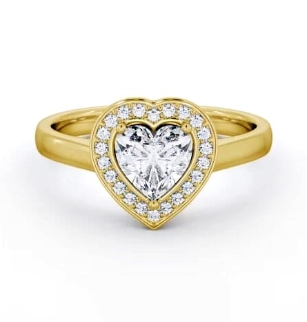 Heart Diamond with A Channel Set Halo Engagement Ring 9K Yellow Gold ENHE26_YG_THUMB1