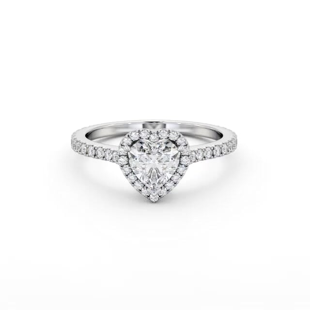 Halo Heart Diamond Engagement Ring 18K White Gold - Haddie ENHE27_WG_HAND
