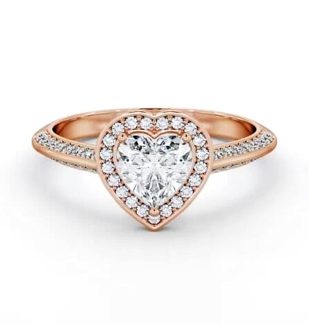 Halo Heart Diamond with Knife Edge Band Engagement Ring 18K Rose Gold ENHE28_RG_THUMB1