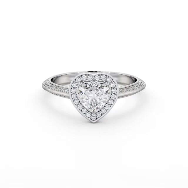 Halo Heart Diamond Engagement Ring 18K White Gold - Zanala ENHE28_WG_HAND