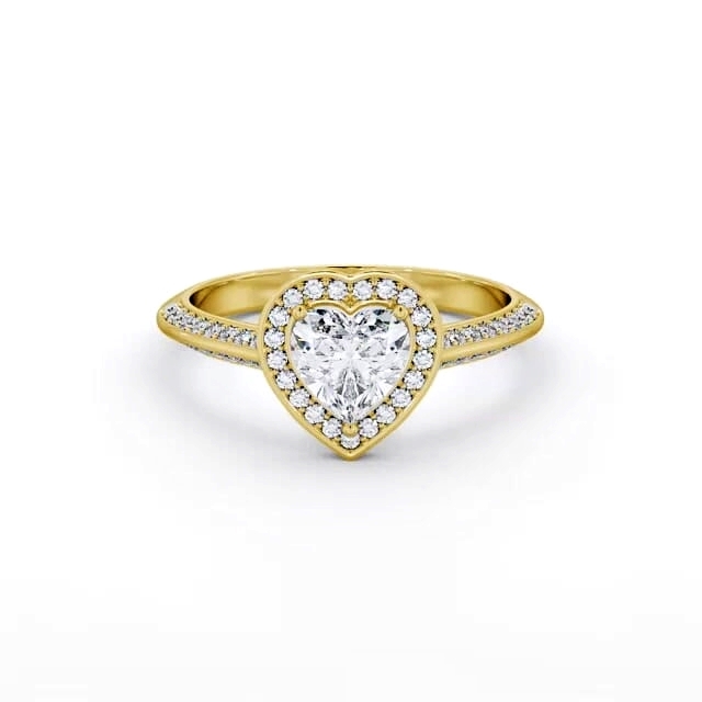 Halo Heart Diamond Engagement Ring 18K Yellow Gold - Zanala ENHE28_YG_HAND