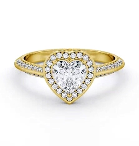 Halo Heart Diamond with Knife Edge Band Engagement Ring 9K Yellow Gold ENHE28_YG_THUMB1