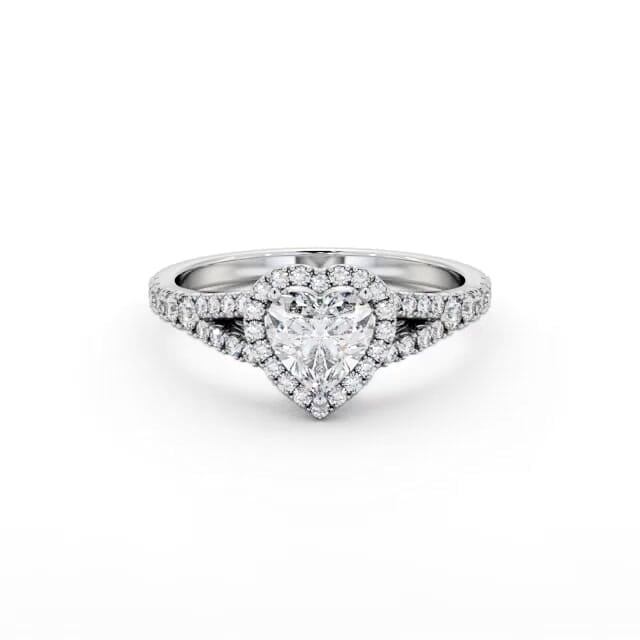 Halo Heart Diamond Engagement Ring 18K White Gold - Meylin ENHE29_WG_HAND