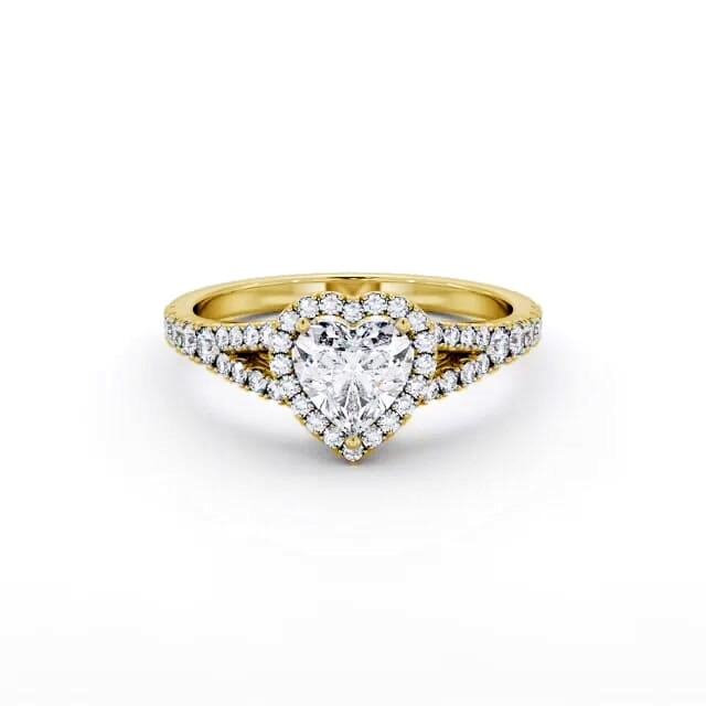 Halo Heart Diamond Engagement Ring 18K Yellow Gold - Meylin ENHE29_YG_HAND
