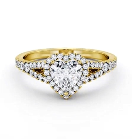 Halo Heart Diamond Split Band Engagement Ring 18K Yellow Gold ENHE29_YG_THUMB1
