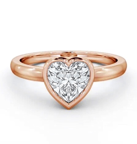 Heart Diamond Open Bezel Engagement Ring 9K Rose Gold Solitaire ENHE2_RG_THUMB1