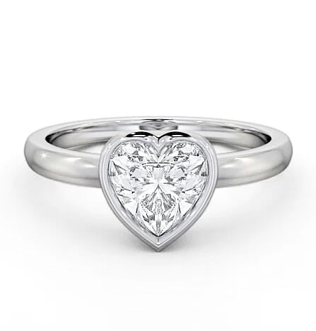 Heart Diamond Open Bezel Engagement Ring 18K White Gold Solitaire ENHE2_WG_THUMB1