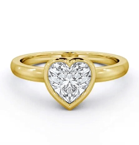 Heart Diamond Open Bezel Engagement Ring 18K Yellow Gold Solitaire ENHE2_YG_THUMB1