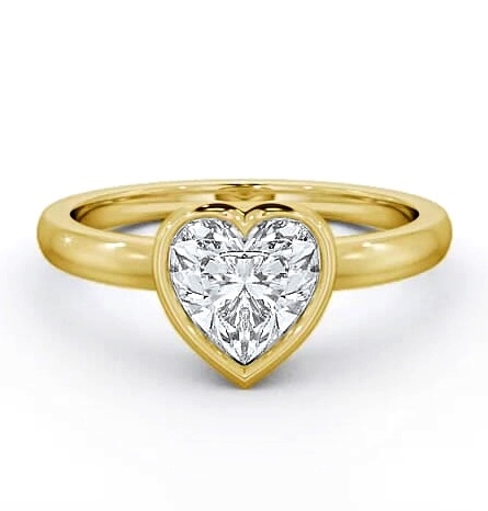 Heart Diamond Open Bezel Engagement Ring 18K Yellow Gold Solitaire ENHE2_YG_THUMB2 