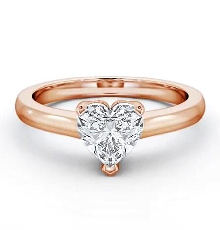 Heart Diamond 3 Prong Engagement Ring 18K Rose Gold Solitaire ENHE3_RG_THUMB1