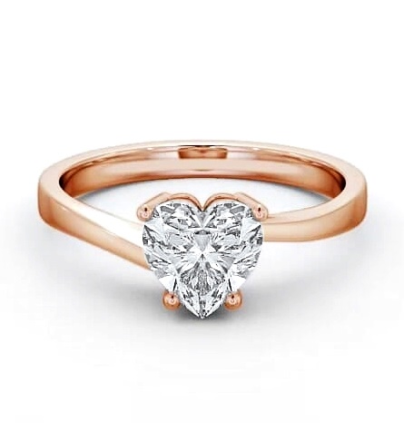 Heart Diamond 4 Prong Engagement Ring 9K Rose Gold Solitaire ENHE4_RG_THUMB1