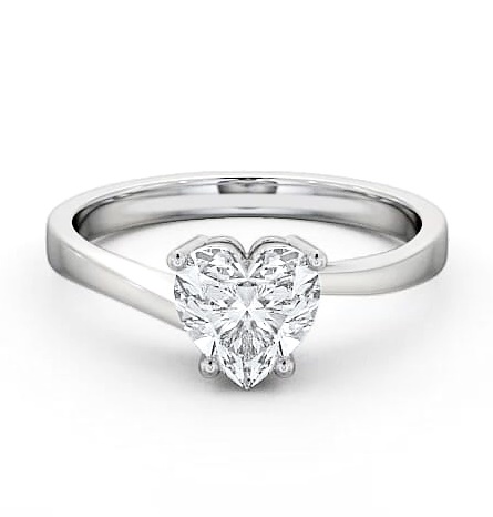 Heart Diamond 4 Prong Engagement Ring 18K White Gold Solitaire ENHE4_WG_THUMB1
