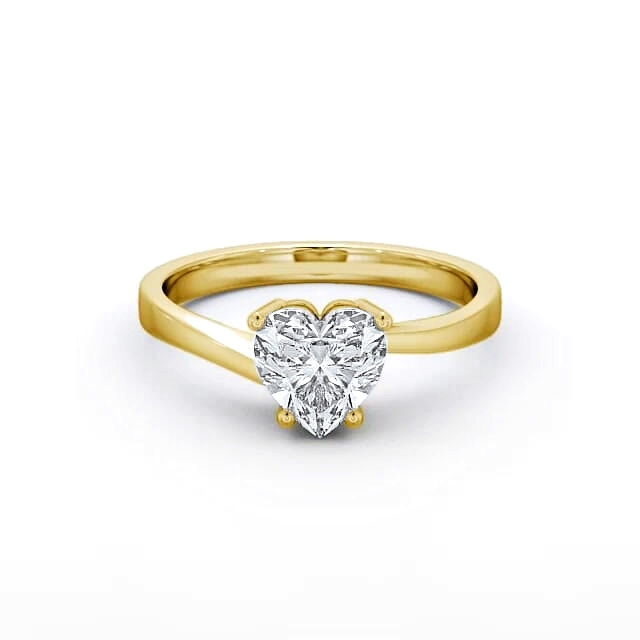 Heart Diamond Engagement Ring 18K Yellow Gold Solitaire - Akemi ENHE4_YG_HAND