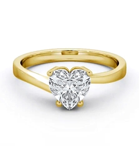 Heart Diamond 4 Prong Engagement Ring 18K Yellow Gold Solitaire ENHE4_YG_THUMB1