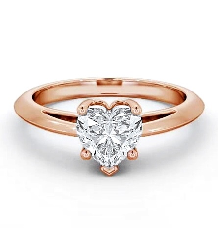 Heart Diamond 5 Prong Engagement Ring 9K Rose Gold Solitaire ENHE5_RG_THUMB1