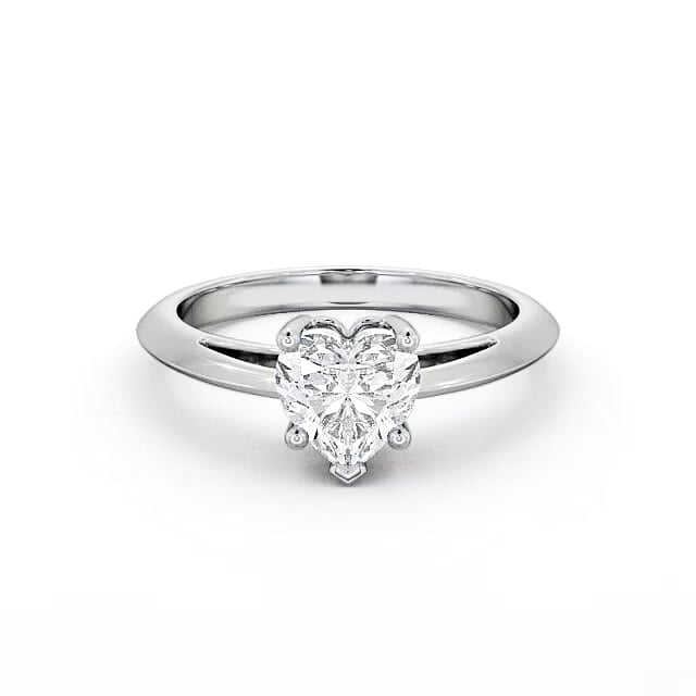 Heart Diamond Engagement Ring 18K White Gold Solitaire - Coraline ENHE5_WG_HAND