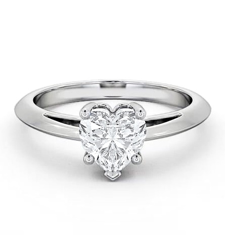 Heart Diamond 5 Prong Engagement Ring 18K White Gold Solitaire ENHE5_WG_THUMB2 