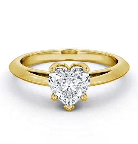Heart Diamond 5 Prong Engagement Ring 18K Yellow Gold Solitaire ENHE5_YG_THUMB1