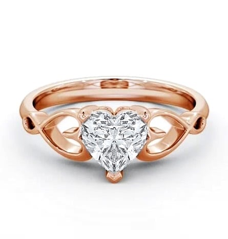 Heart Diamond with Heart Band Engagement Ring 9K Rose Gold Solitaire ENHE6_RG_THUMB1