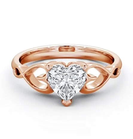 Heart Diamond with Heart Band Engagement Ring 9K Rose Gold Solitaire ENHE6_RG_THUMB2 