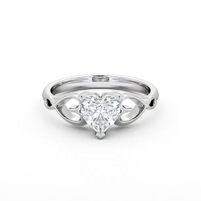 Heart Diamond Engagement Ring 18K White Gold Solitaire - Landri ENHE6_WG_HAND
