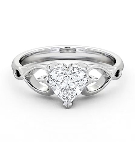 Heart Diamond with Heart Band Engagement Ring Platinum Solitaire ENHE6_WG_THUMB2 