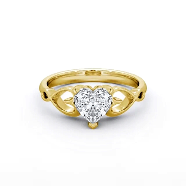 Heart Diamond Engagement Ring 18K Yellow Gold Solitaire - Landri ENHE6_YG_HAND
