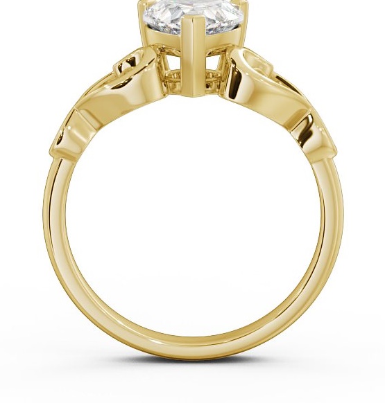 Heart Diamond with Heart Band Engagement Ring 9K Yellow Gold Solitaire ENHE6_YG_THUMB1