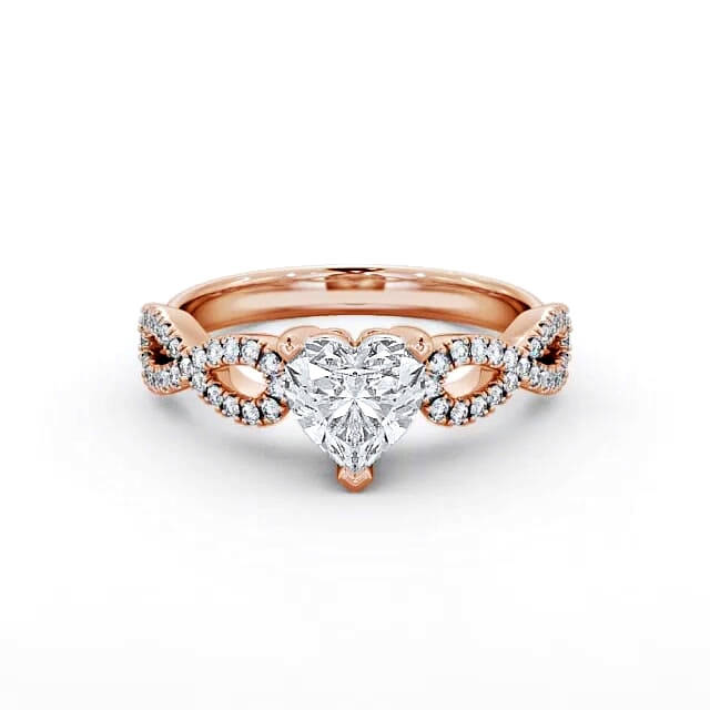 Heart Diamond Engagement Ring 18K Rose Gold Solitaire With Side Stones - Brielle ENHE7_RG_HAND