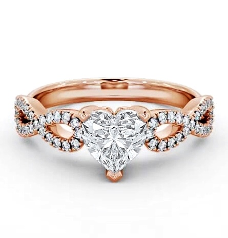 Heart Diamond Infinity Style Band Ring 18K Rose Gold Solitaire ENHE7_RG_THUMB1
