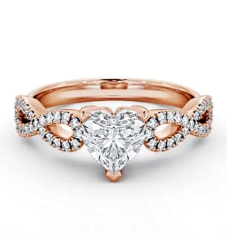 Heart Diamond Infinity Style Band Ring 9K Rose Gold Solitaire ENHE7_RG_THUMB2 