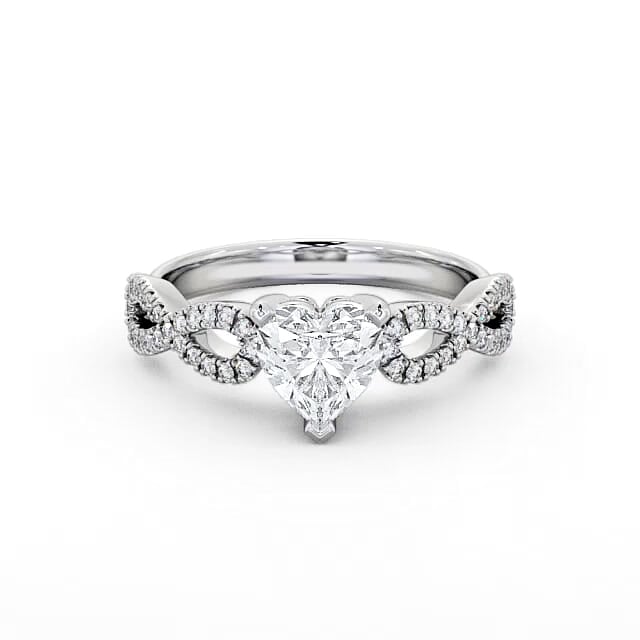 Heart Diamond Engagement Ring 18K White Gold Solitaire With Side Stones - Brielle ENHE7_WG_HAND