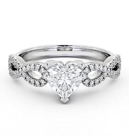 Heart Diamond Infinity Style Band Engagement Ring Palladium Solitaire ENHE7_WG_THUMB2 