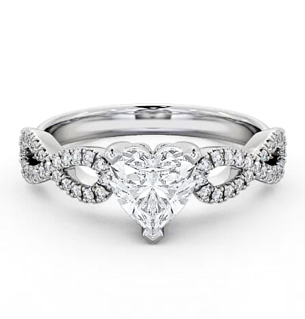 Heart Diamond Infinity Style Band Engagement Ring Palladium Solitaire ENHE7_WG_THUMB1