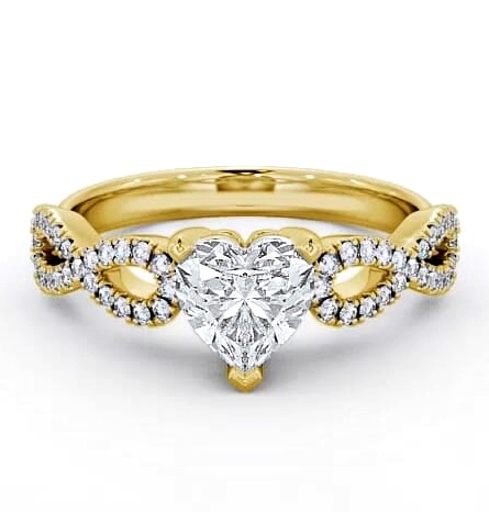 Heart Diamond Infinity Style Band Ring 9K Yellow Gold Solitaire ENHE7_YG_THUMB2 