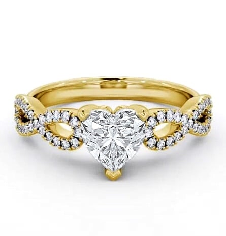 Heart Diamond Infinity Style Band Ring 18K Yellow Gold Solitaire ENHE7_YG_THUMB1