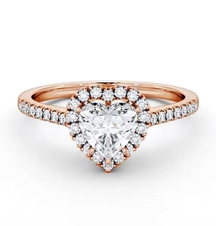 Halo Heart Diamond High Setting Engagement Ring 18K Rose Gold ENHE8_RG_THUMB1