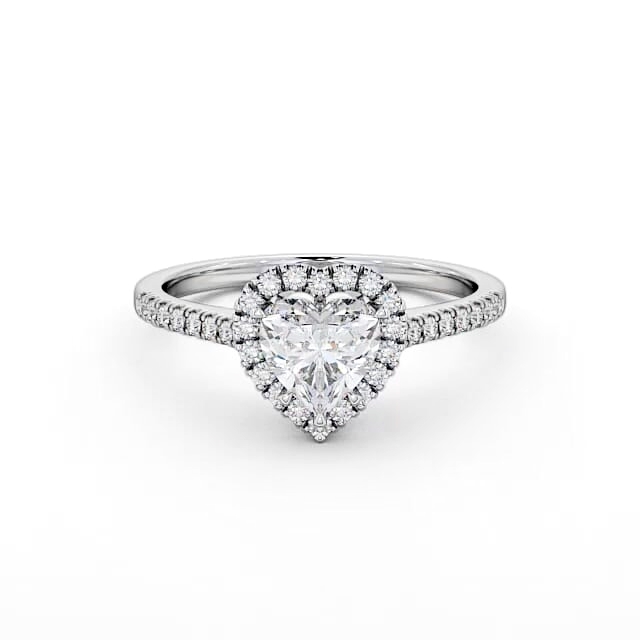 Halo Heart Diamond Engagement Ring 18K White Gold - Camille ENHE8_WG_HAND