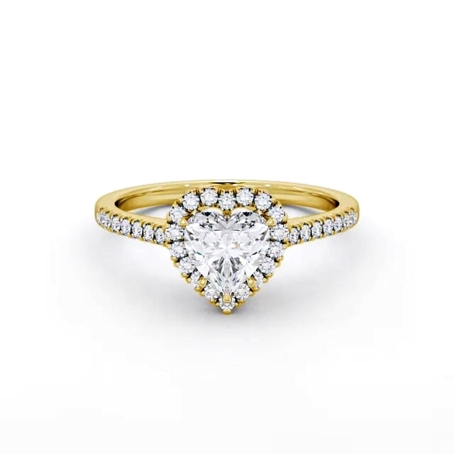 Halo Heart Diamond Engagement Ring 18K Yellow Gold - Camille ENHE8_YG_HAND
