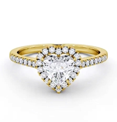 Halo Heart Diamond High Setting Engagement Ring 9K Yellow Gold ENHE8_YG_THUMB1